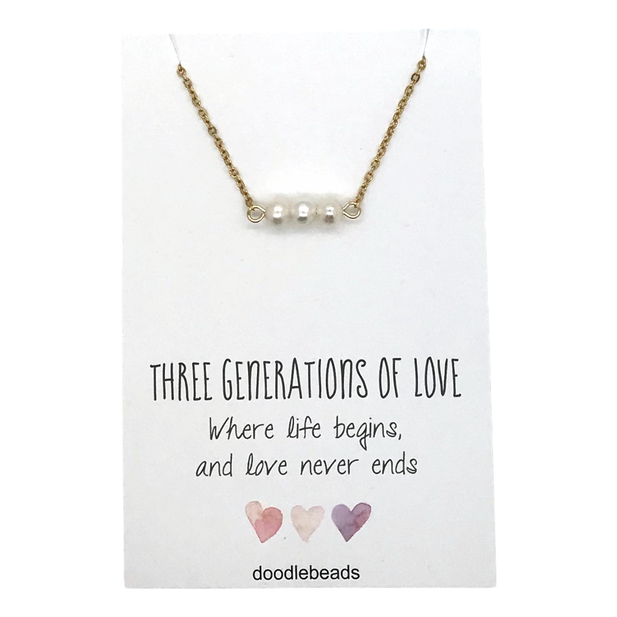 3 Three Generations Necklace Gift, Three Pearl Beaded Bar Necklace, Grandma  Mother Daughter Gift, Family Generational Meaningful Jewelry - Etsy